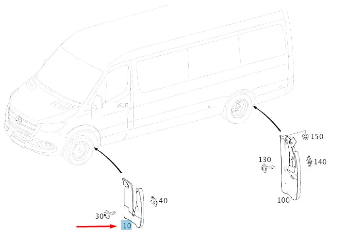 NEW MERCEDES-BENZ SPRINTER W907 FRONT LEFT MUDGUARD FLAP A91088900009051