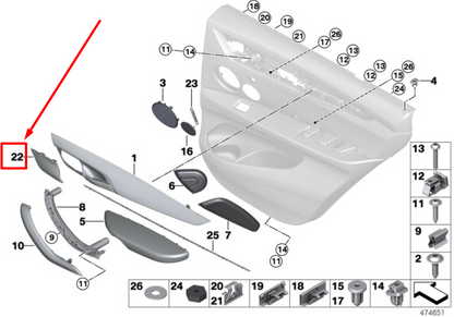 new bmw x5 f15, f85 rear left door trim molding cap 7292087 51417292087 original