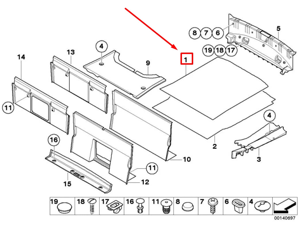 NEW BMW 6 CABRIO E64 TRUNK MAT CARPET 6968352 51476968352 ORIGINAL