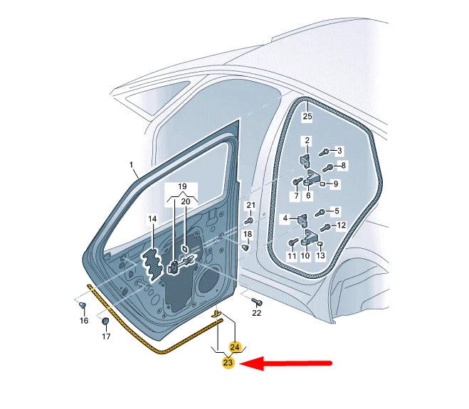 NEW VOLKSWAGEN ID.3 E11 REAR RIGHT DOOR OUTER SEAL 10A839700 ORIGINAL