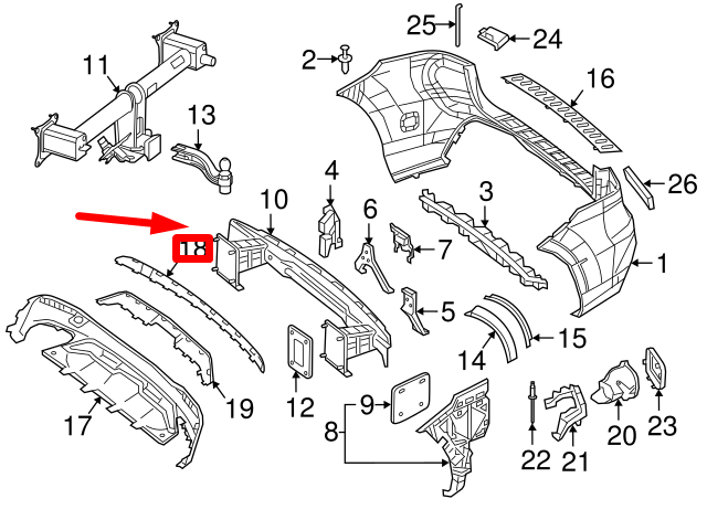 new mercedes-benz gl x166 rear bumper center molding a1668850701 original