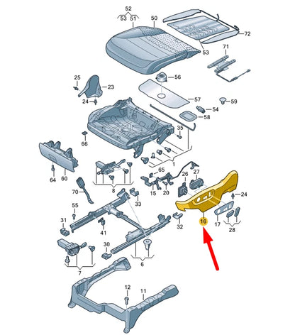 NEW VW TOUAREG 7P FRONT LEFT SEAT FRAME TRIM 7P6881313C82V ORIGINAL