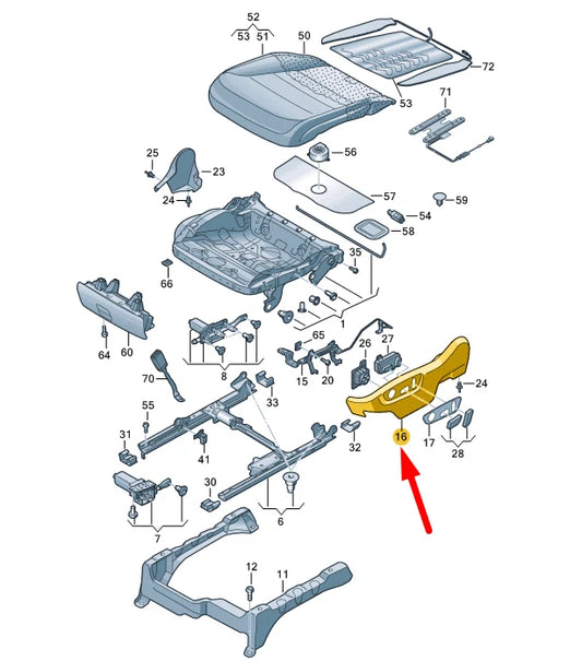 NEW VW TOUAREG 7P FRONT LEFT SEAT FRAME TRIM 7P6881313C82V ORIGINAL