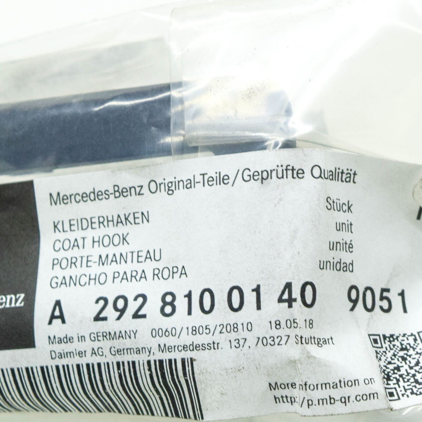 NEW MB GLE W167 REAR LEFT CLOTHES HOOK GRAB HANDLE A29281001409051 ORIGINAL