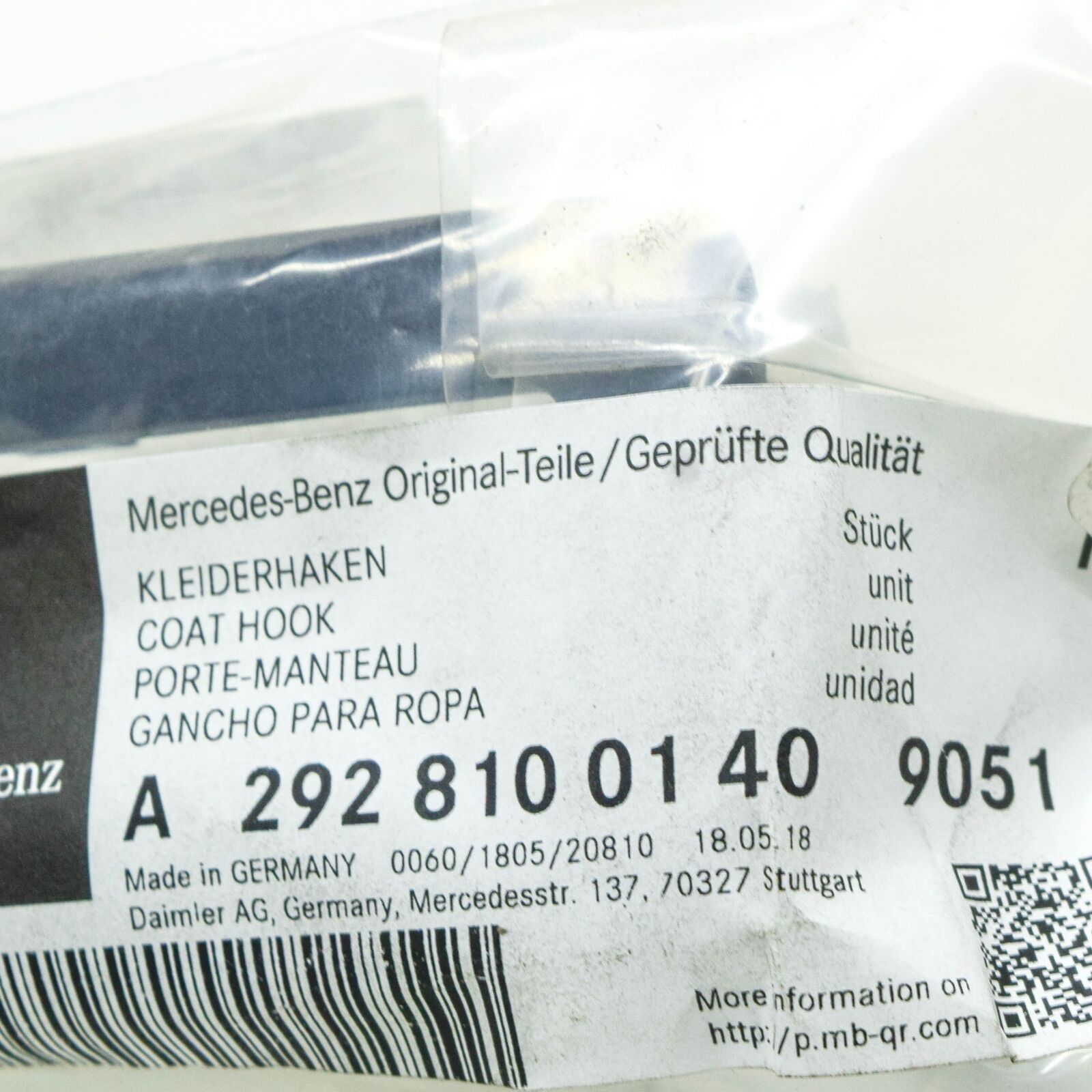 NEW MB GLE W167 REAR LEFT CLOTHES HOOK GRAB HANDLE A29281001409051 ORIGINAL
