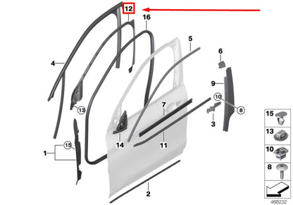 NEW BMW X1 F48 FRONT LEFT DOOR WINDOW FRAME COVER 51337435817 7435817 ORIGINAL