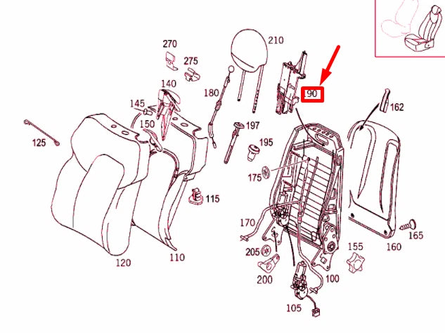 NEW MB C W203 FRONT SEAT HEAD RESTRAINT FOLDING DEVICE A2039700126 ORIGINAL