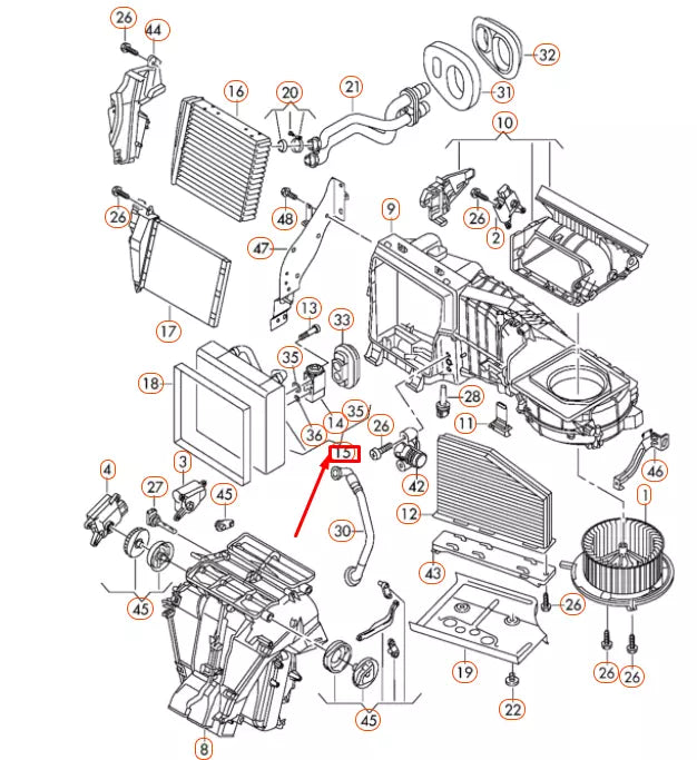 NEW VOLKSWAGEN EOS A/C EVAPORATOR WITH EXPANSION VALVE LHD 3C1820103D ORIGINAL