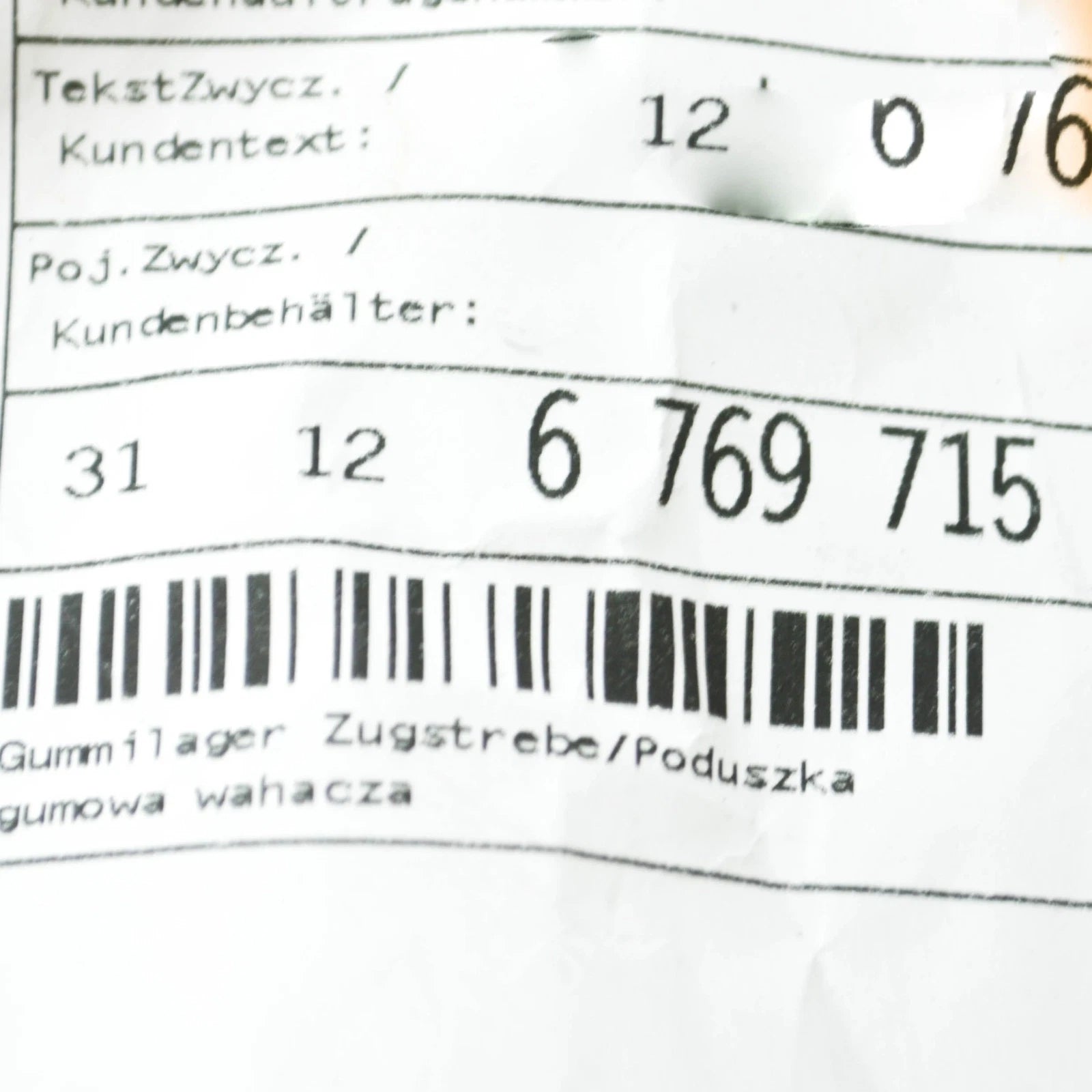 NEW BMW X5 E53 3.0D 155KW FRONT CONTROL ARM BUSHING 31126769715 ORIGINAL