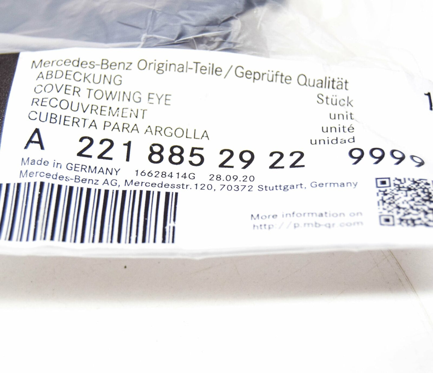 NEW MERCEDES-BENZ S W221 REAR BUMPER TOW EYE COVER A22188529229999 ORIGINAL