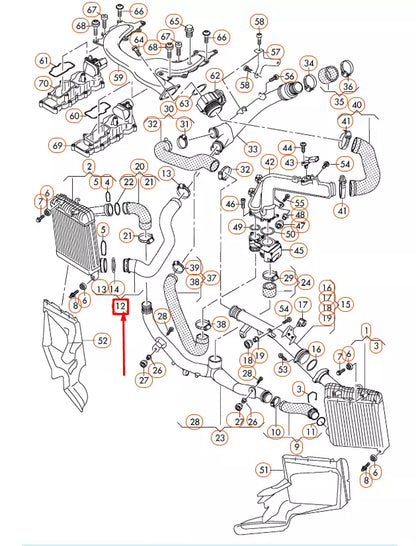 NEW AUDI Q7 4L INTERCOOLER RIGHT LOWER PRESSURE HOSE 7L6145738C ORIGINAL