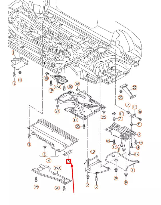 NEW AUDI A4 B8 RIGHT UNDERBODY HEEL PLATE SPOILER TRIM 8K0825212B ORIGINAL