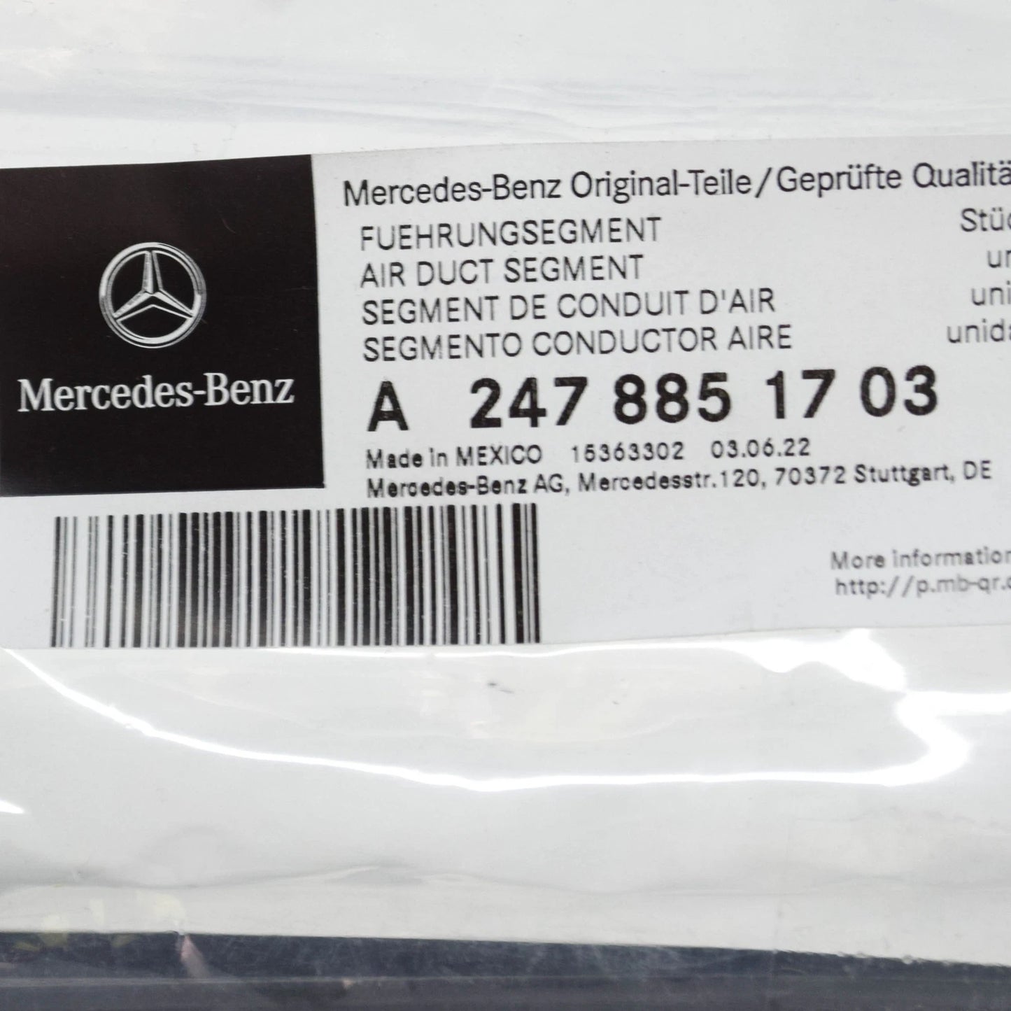 NEW MERCEDES-BENZ GLB X247 RADIATOR LOWER AIR DUCT A2478851703 ORIGINAL