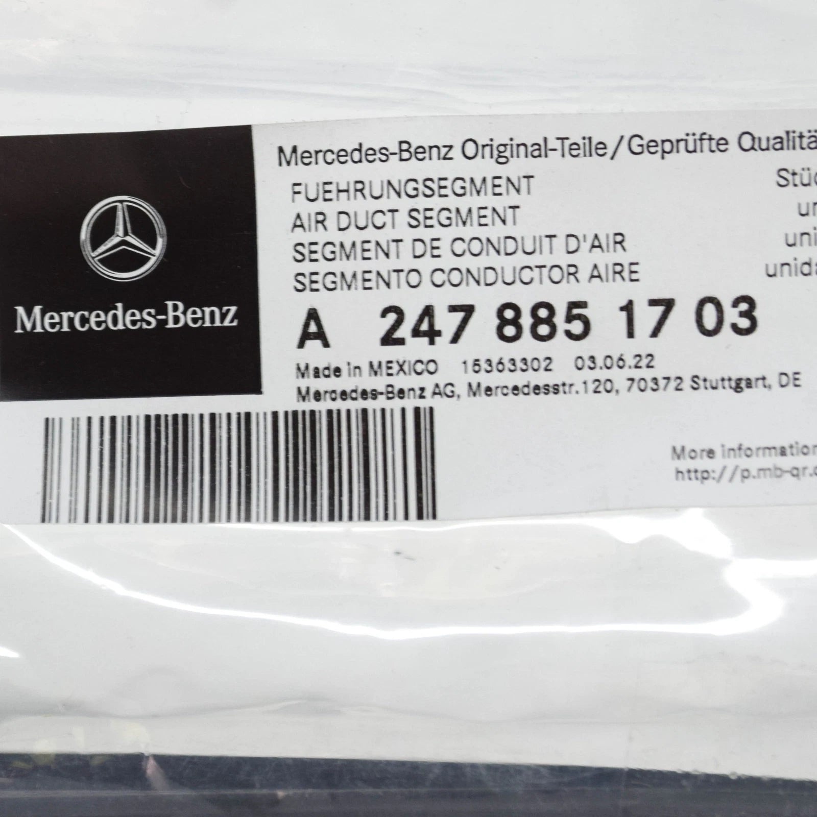 NEW MERCEDES-BENZ GLB X247 RADIATOR LOWER AIR DUCT A2478851703 ORIGINAL