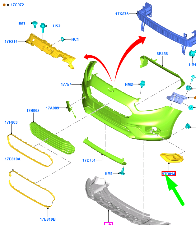 new ford tourneo courier front bumper right side grille 2259529 original