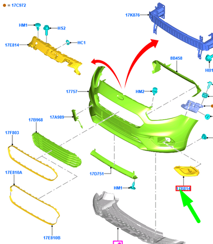 new ford tourneo courier front bumper right side grille 2259529 original