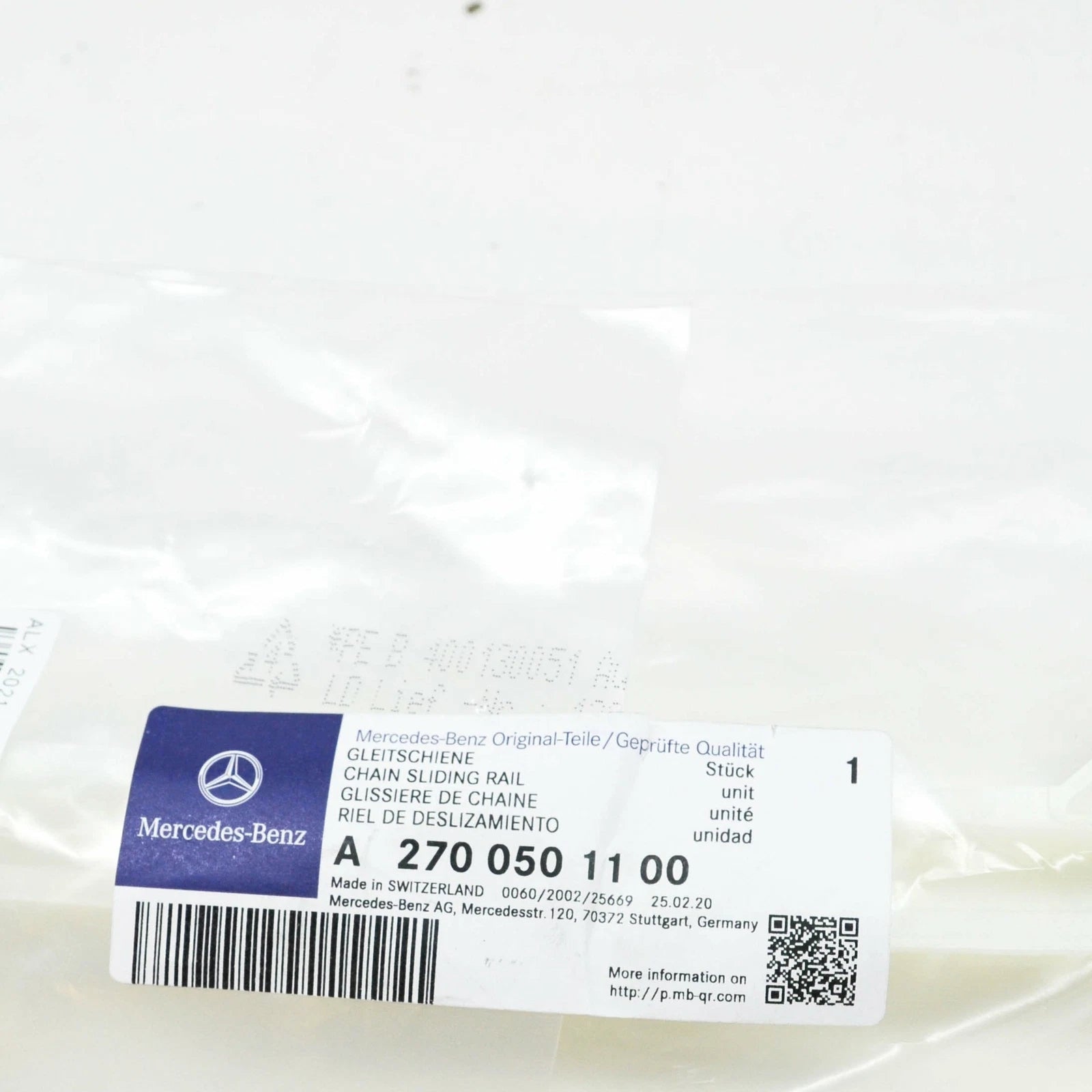 NEW MB C W204 TIMING CHAIN DAMPER AT CYLINDER HEAD A2700501100 ORIGINAL