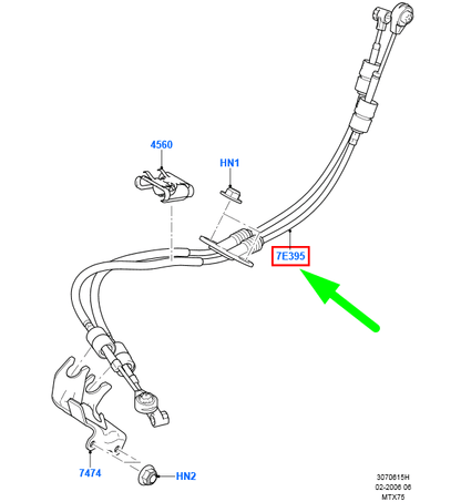 new ford galaxy mk2 selector lever control cable 6g9r-7e395-fd 1429973 original