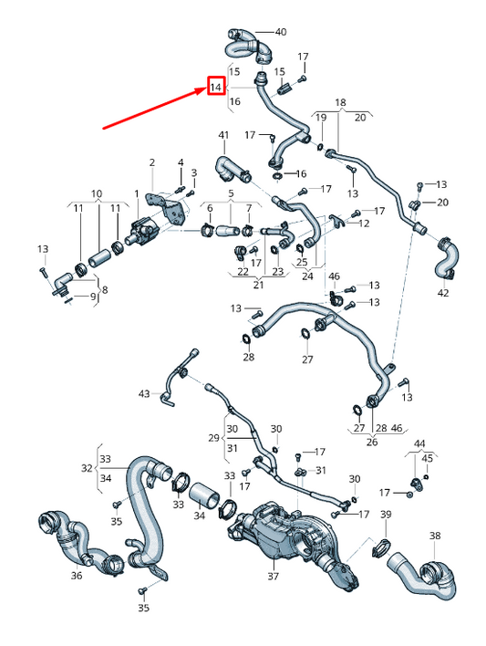 new audi q7 4m engine coolant pipe 0p2121075e original