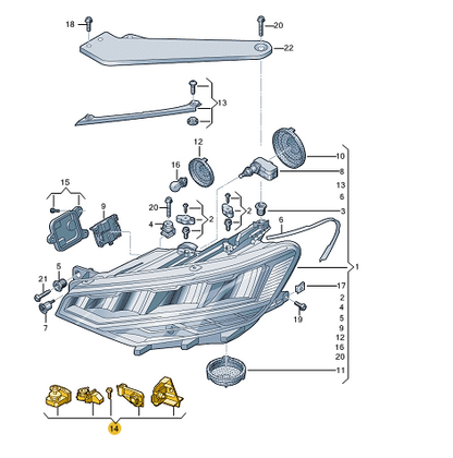NEW VOLKSWAGEN PASSAT B8 RIGHT HEADLAMP REPAIR KIT 3G0998226A 2016 ORIGINAL