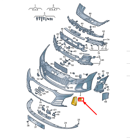 new audi e-tron gt front right bumper grille 4j3807682y9b original
