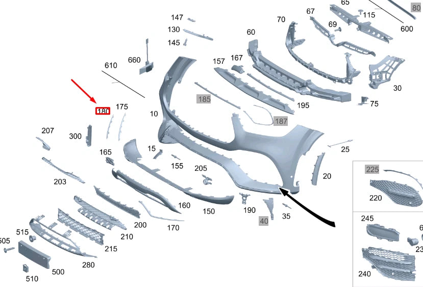 NEW MERCEDES-BENZ GLE W167 FRONT LEFT BUMPER TRIM MOLDING A1678854905 ORIGINAL
