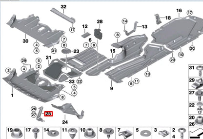 NEW BMW X5 E70 RIGHT ENGINE COMPARTMENT PROTECT BRACKET 51717188836 ORIGINAL