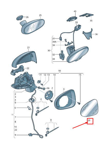 new audi a1 mk1 front right door mirror glass 8x0857536d original