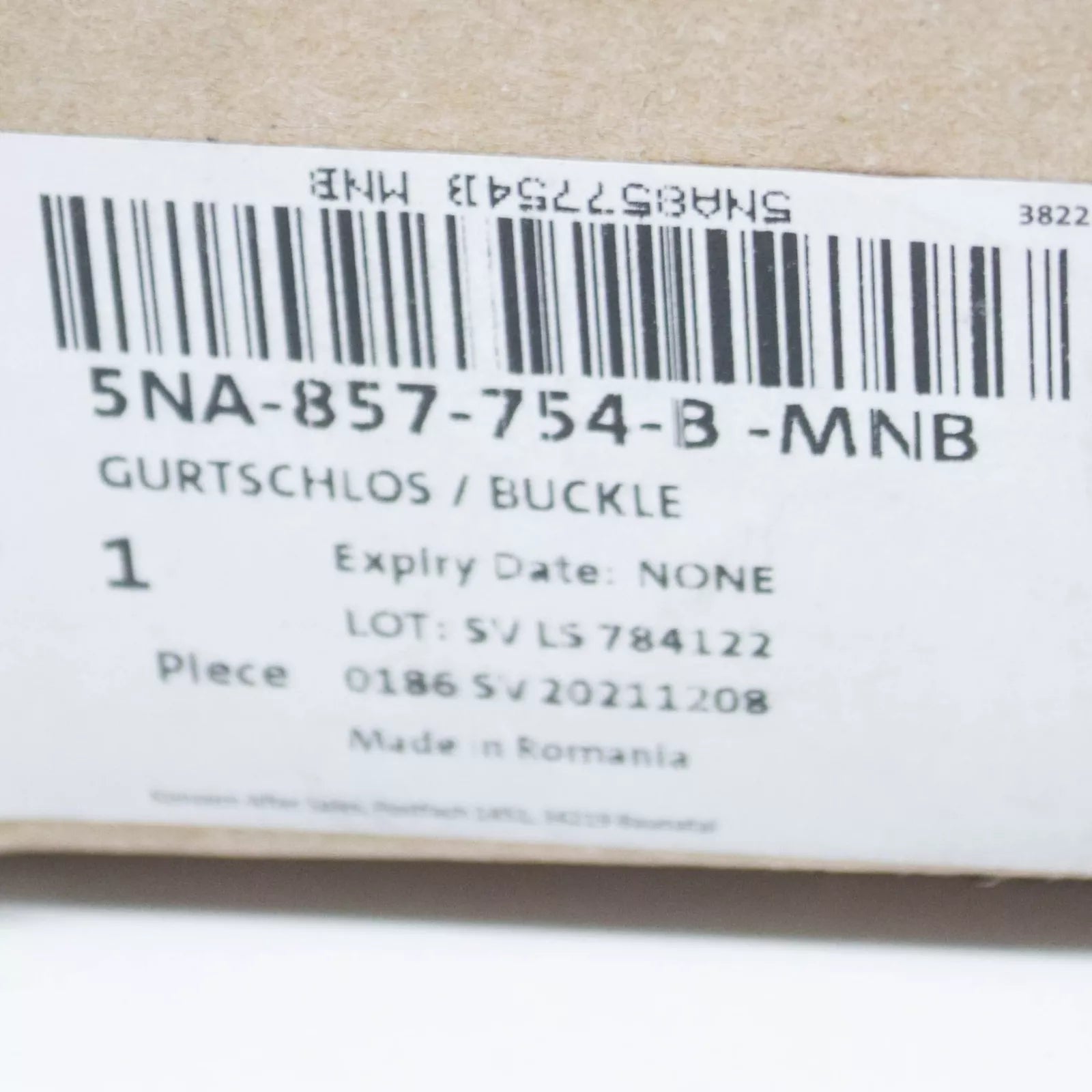 NEW VOLKSWAGEN TIGUAN AD MK2 REAR RIGHT SEAT BELT LATCH 5NA857754BMNB ORIGINAL