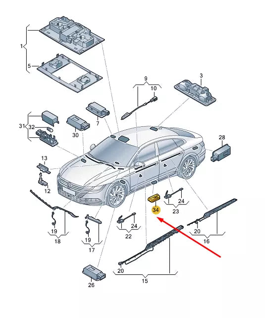NEW VW ARTEON FRONT DOOR WARNING LED LIGHT 3G0947411C