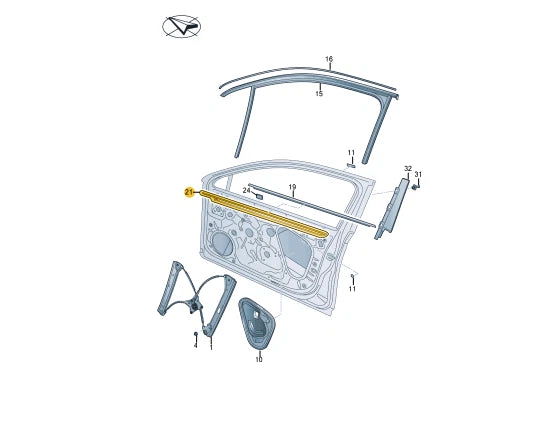 NEW VOLKSWAGEN PASSAT B8 FRONT RIGHT DOOR WINDOW MOLDING 3G0837480 ORIGINAL