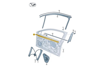 NEW VOLKSWAGEN PASSAT B8 FRONT RIGHT DOOR WINDOW MOLDING 3G0837480 ORIGINAL