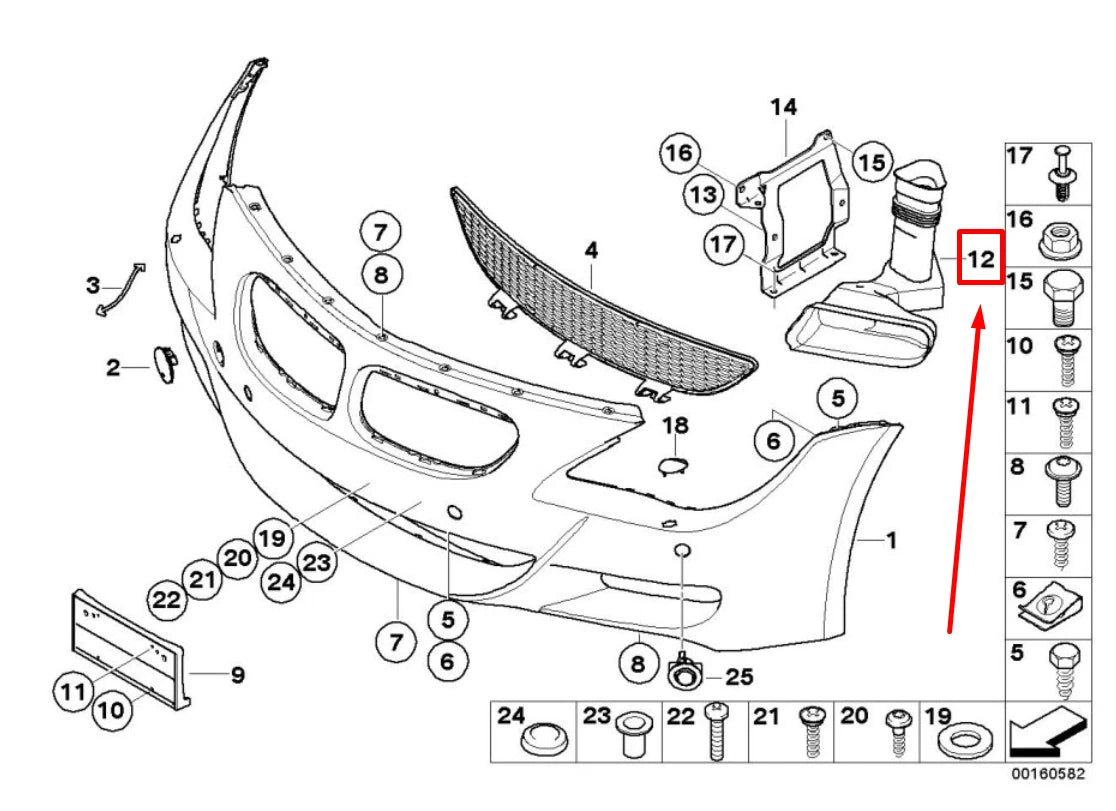 NEW BMW 6 E63 FRONT LEFT BRAKE AIR DUCT 7898199 51117898199 ORIGINAL