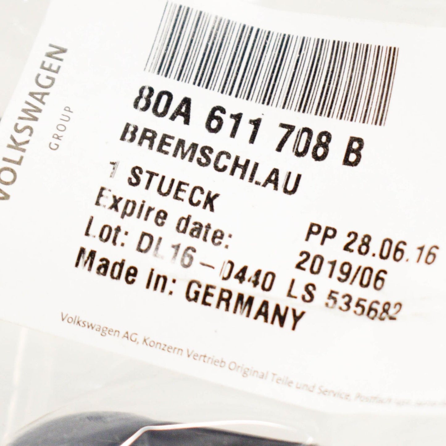 NEW AUDI Q5 80A FRONT RIGHT BRAKE HOSE 80A611708B ORIGINAL