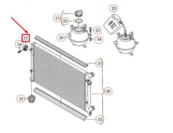 NEW VOLKSWAGEN BEETLE A5 UPPER RADIATOR BRACKET MOUNT 1K0121367M ORIGINAL