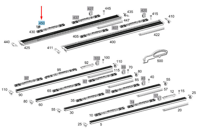 new mb vito w447 seat mounting inner cover rail a44768404229051 original