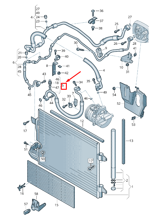 new skoda superb mk2 3t a/c refrigerant hose 1k0820721bn original