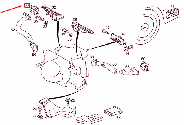 NEW MB E W124 INSTRUMENT PANEL RIGHT FRESH AIR NOZZLE A1248301054