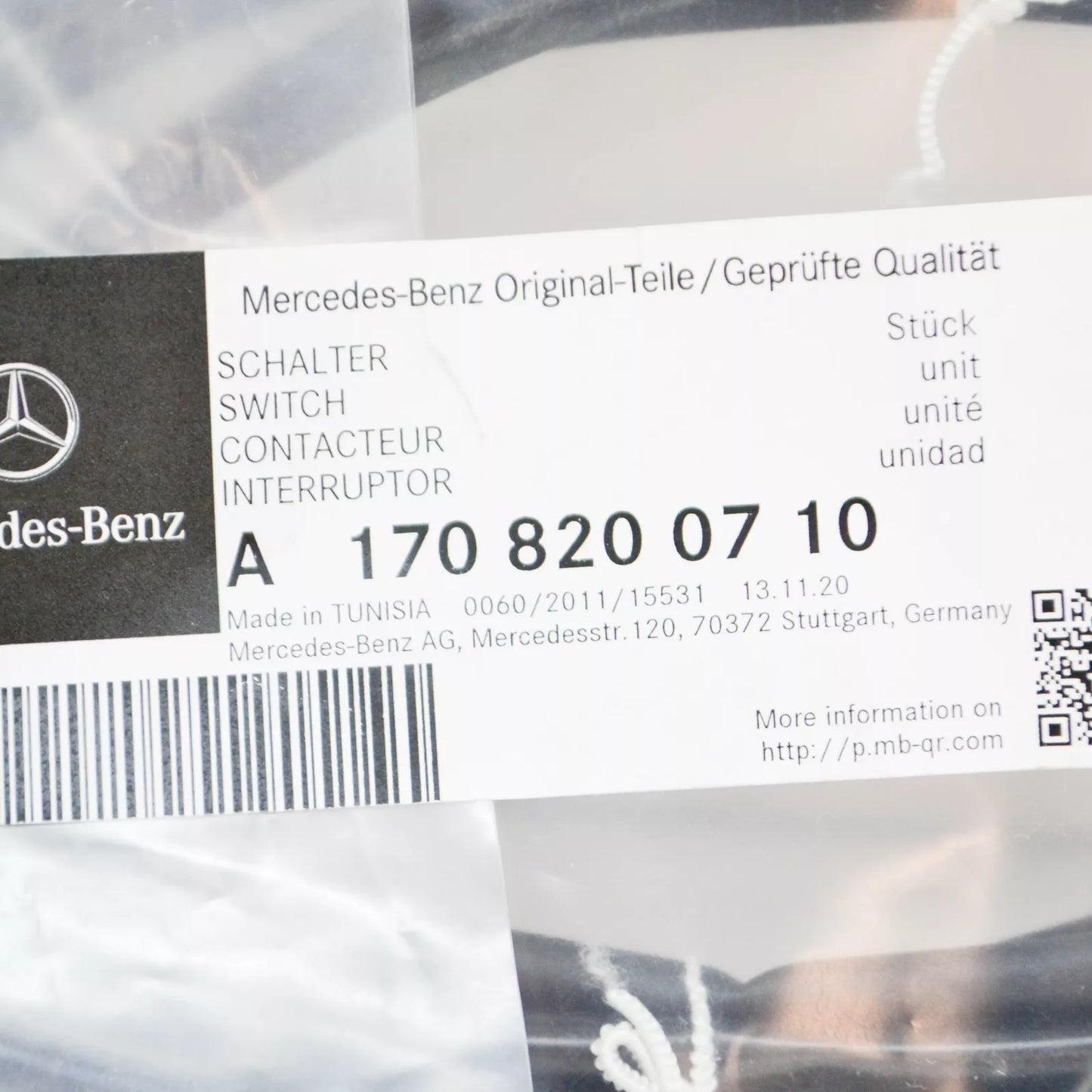 NEW MERCEDES-BENZ SLK R170 ROOF ROTARY TUMBLER FRONT SWITCH A1708200710 ORIGINAL