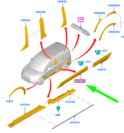 new ford tourneo connect mk2 front right door molding 1944537 original