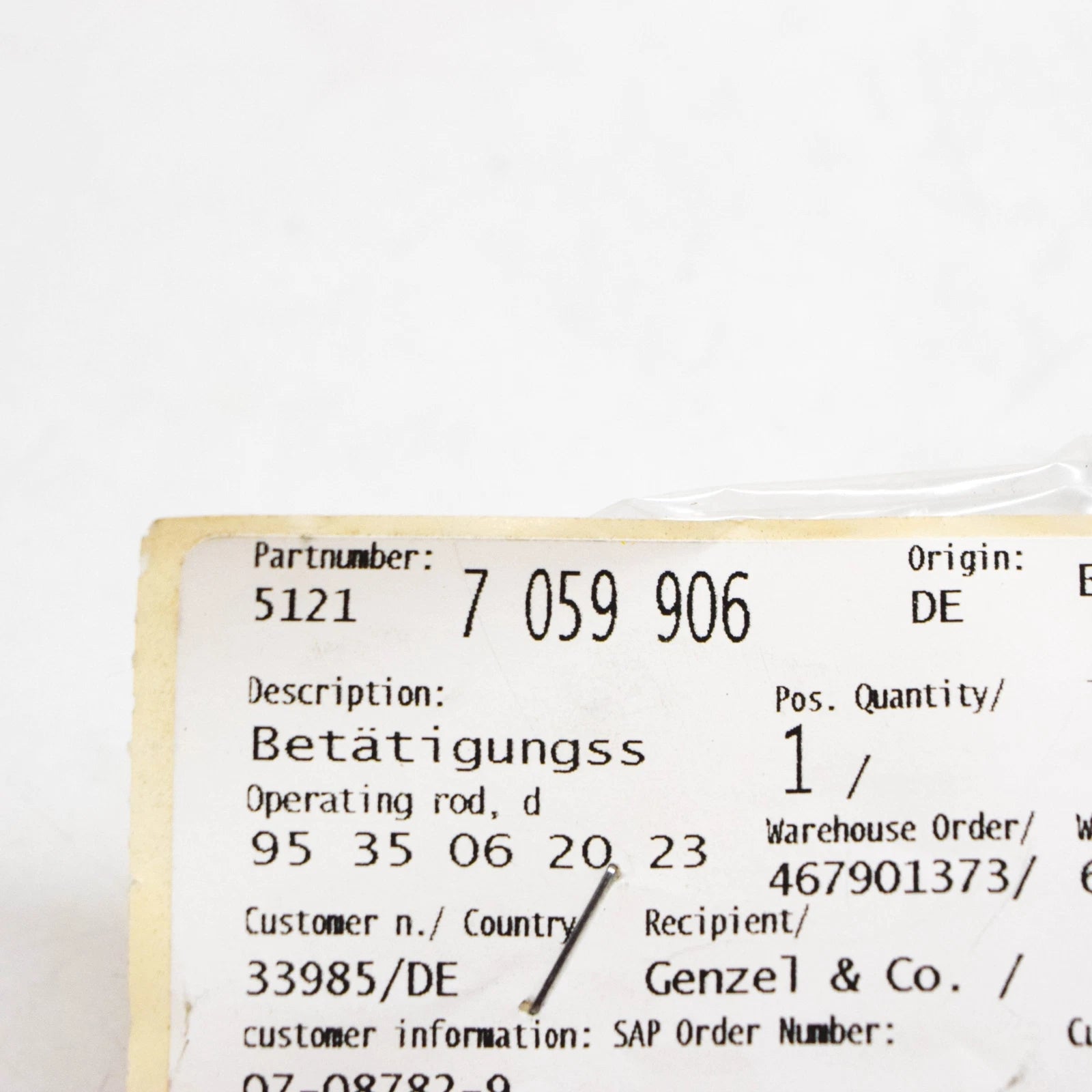 NEW BMW 3 E90 FRONT RIGHT DOOR OPERATING ROD 51217059906 7059906 ORIGINAL