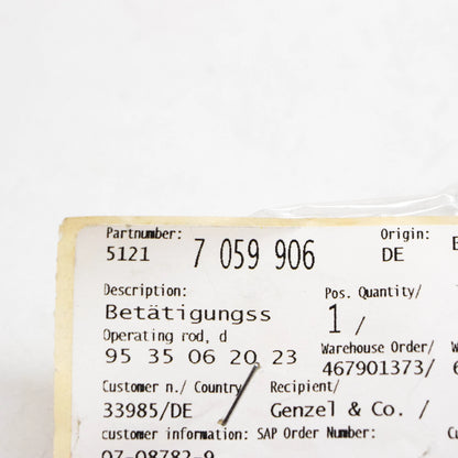 NEW BMW 3 E90 FRONT RIGHT DOOR OPERATING ROD 51217059906 7059906 ORIGINAL