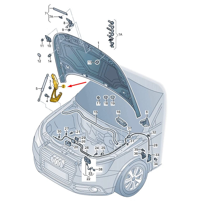 NEW AUDI A1 8X FRONT RIGHT HOOD LID HINGE 8X0823302A ORIGINAL