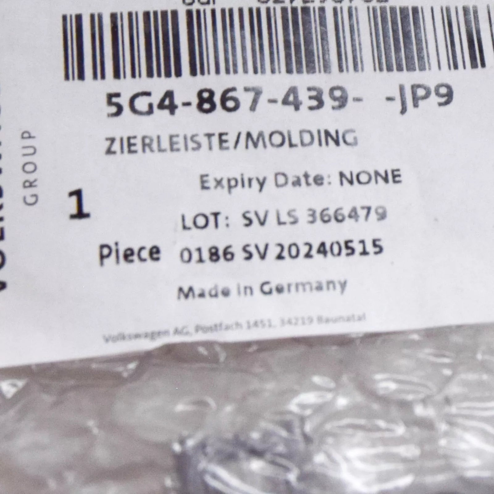 NEW VW GOLF MK7 VARIANT FRONT LEFT DOOR CARD INSERT TRIM 5G4867439JP9 ORIGINAL