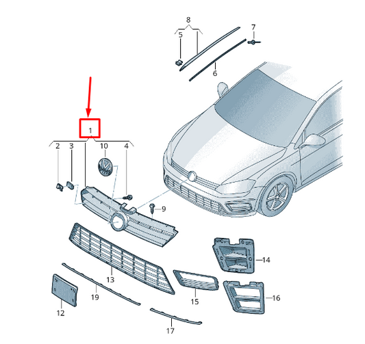new vw golf vii 5g mk7 radiator grille 5g0853651szll original