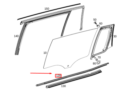 new mb glb x247 rear right door window outer sealing rail a2477356400 original