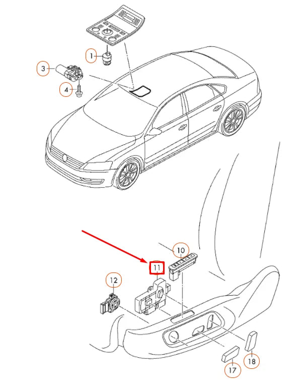 NEW VOLKSWAGEN PASSAT B8 FRONT LEFT SEAT POWER ADJUST SWITCH 561959747A ORIGINAL