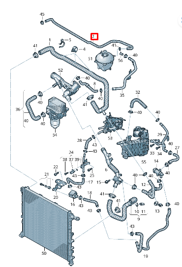 new volkswagen crafter sz coolant hose 2n1121444t original