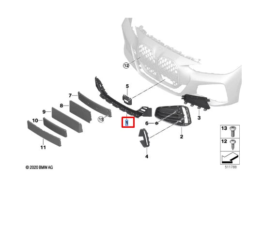 NEW BMW 4 COUPE G22 FRONT BUMPER LOWER GRILLE 8077358 51118077358 ORIGINAL