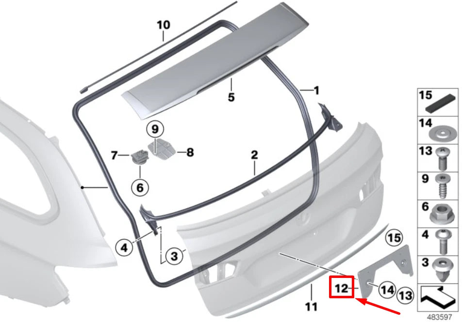 NEW BMW 5 F07 REAR BUMPER LICENSE PLATE HOLDER 8253016 51188253016 ORIGINAL